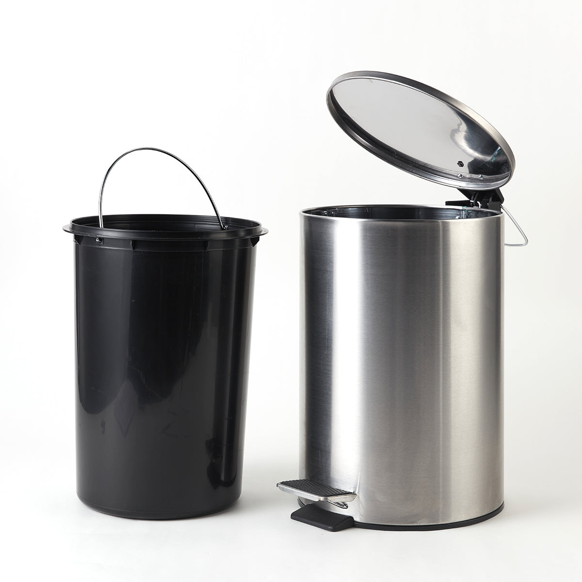 【家居】腳踏緩降不銹鋼垃圾桶 12L