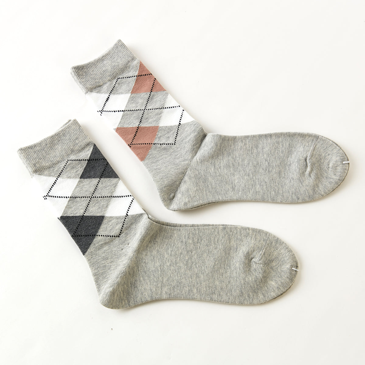 【家居】男士 菱形格 中筒襪