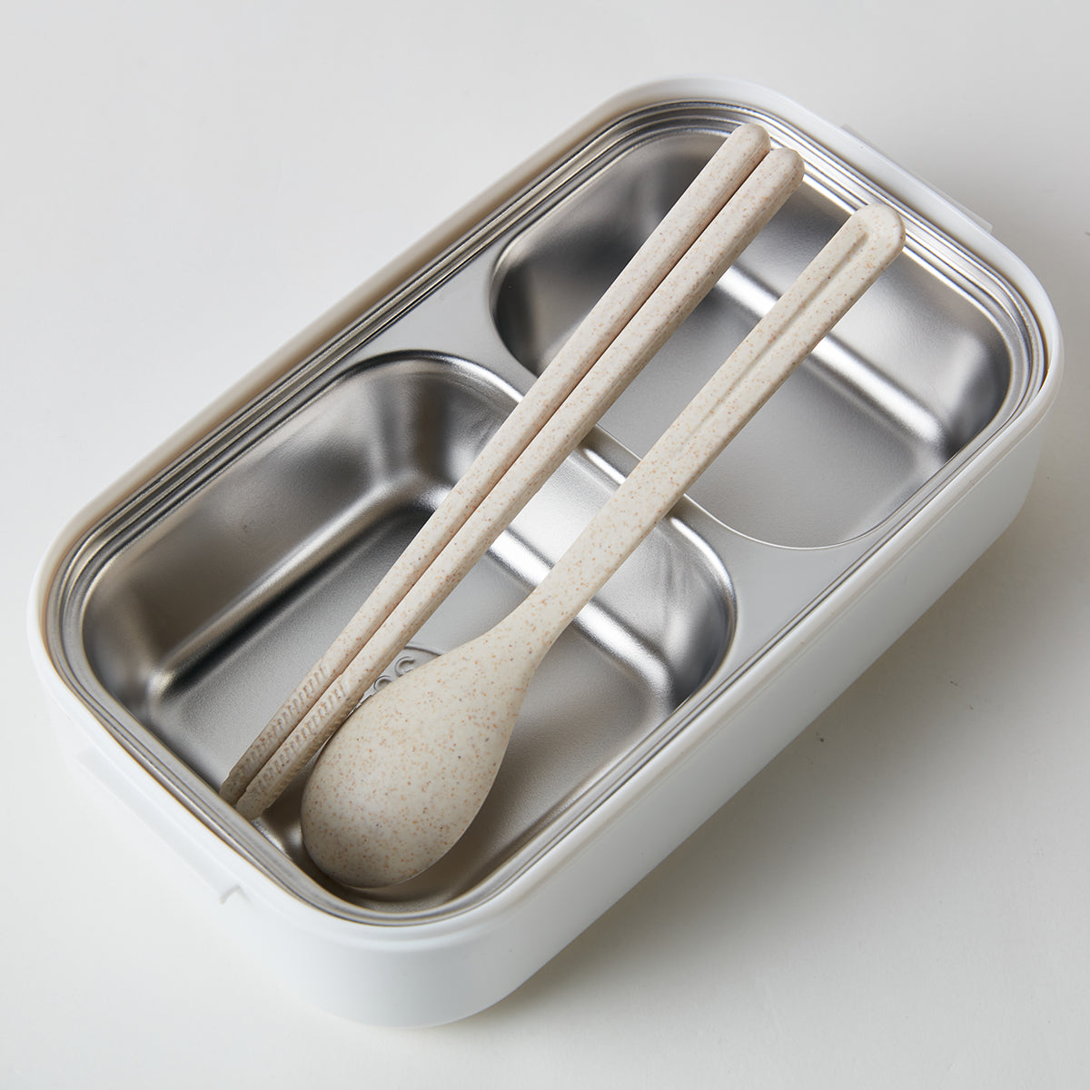 【家居】可微波不銹鋼飯盒 白色