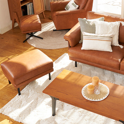 【傢俱】3人位/L型皮梳化 ANV001 中啡