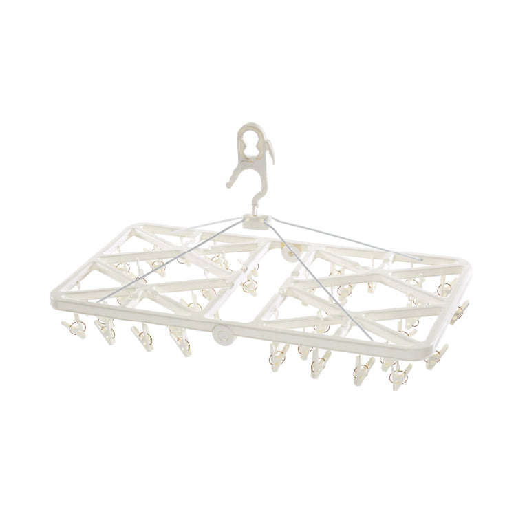 【家居】純白防滑塑膠可摺疊24/40頭晾衣夾24P/40P NW