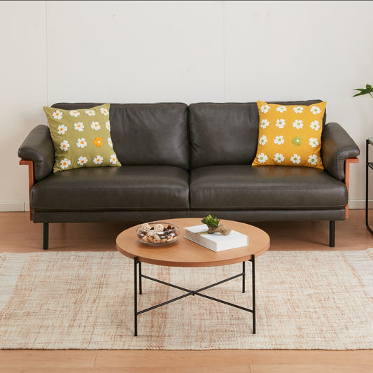 【傢俱】3人位/L型皮梳化 ANV001 中啡