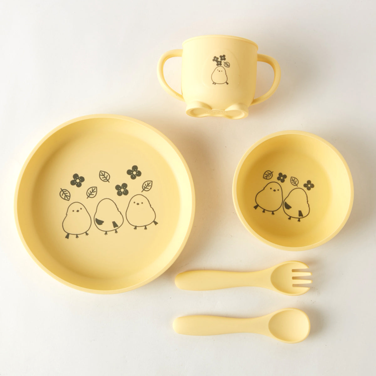 【家居】矽膠兒童餐具5件套 小肥啾圖案