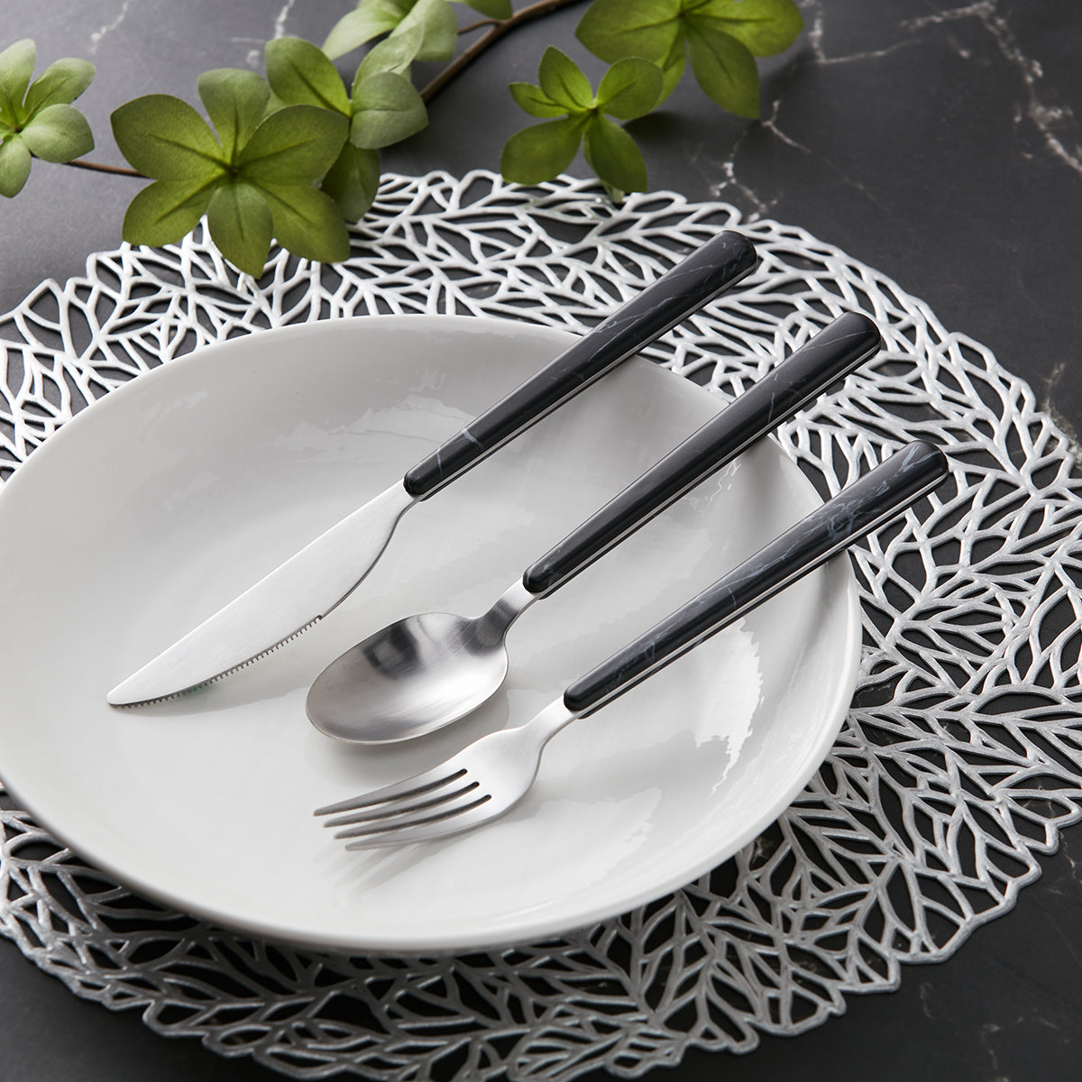 【家居】匙羹叉餐刀2/3件套 黑色大理石紋