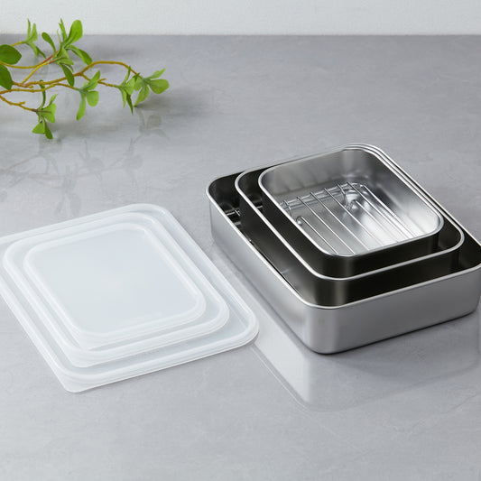 【家居】不銹鋼連蓋長方盤