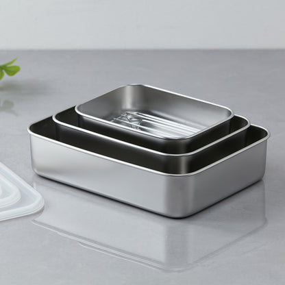 【家居】不銹鋼連蓋長方盤