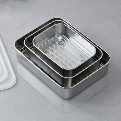 【家居】不銹鋼連蓋長方盤