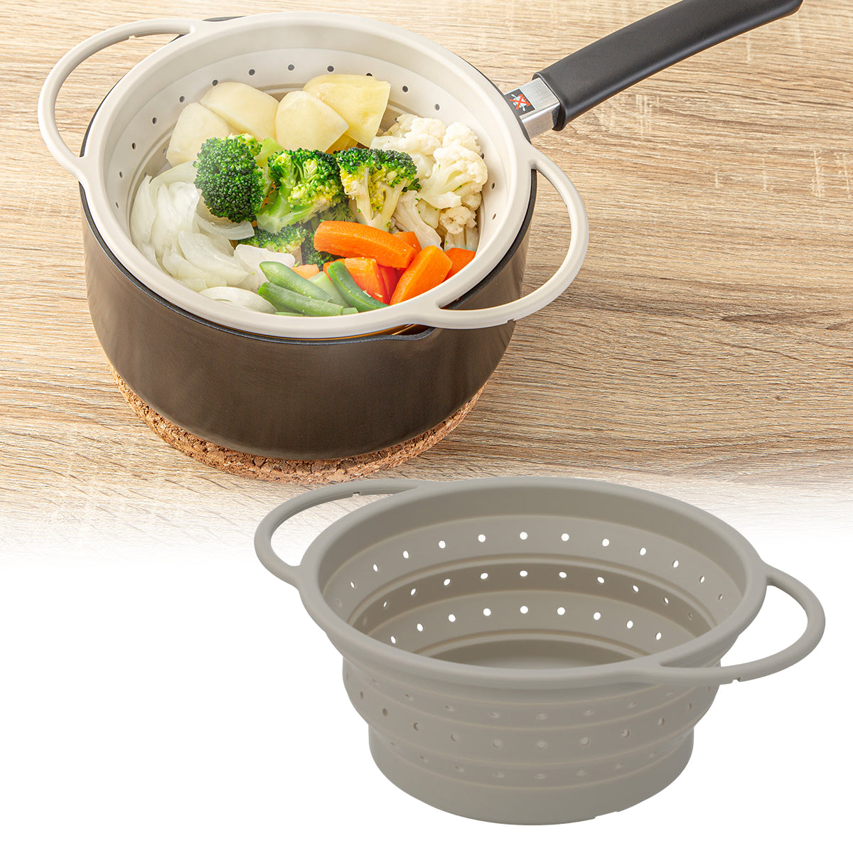 【家居】可摺疊矽膠蒸籃 M