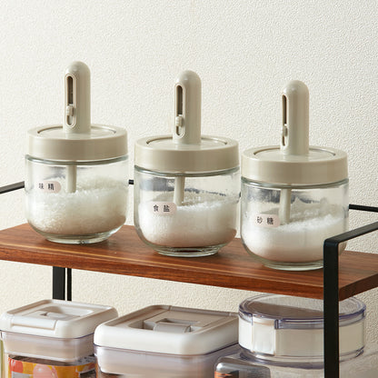 【家居】伸縮勺蓋一體調味罐套裝 3P 摩卡色