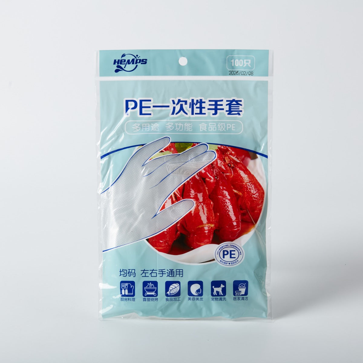 【家居】食品級一次性PE手套 100枚