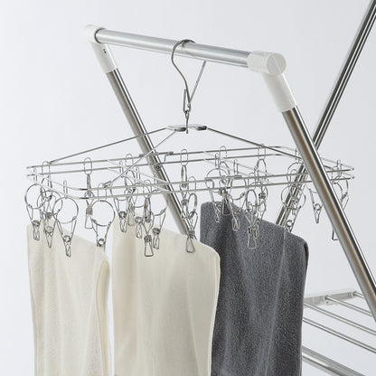 【家居】不銹鋼摺疊衣架24P