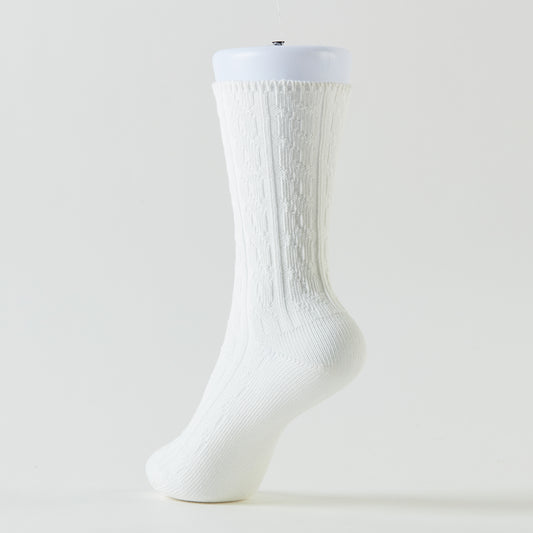 【家居】女士 中筒襪 編織花紋 一雙