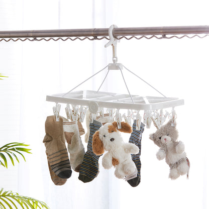 【家居】純白防滑塑膠可摺疊24/40頭晾衣夾24P/40P NW