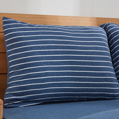 【家居】被套/床笠/枕套 針織天竺棉 藍色