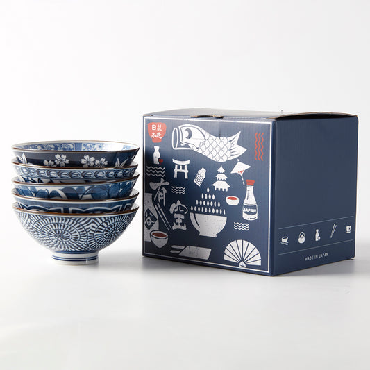 【家居】13cm飯碗5pcs套裝 藍染
