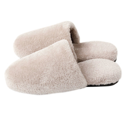 【家居】素色毛絨拖鞋 摩卡色