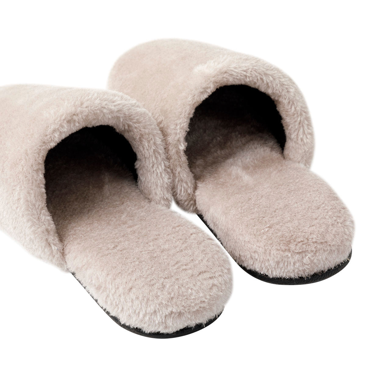 【家居】素色毛絨拖鞋 摩卡色