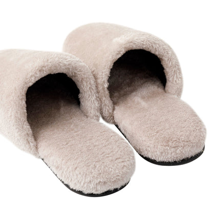 【家居】素色毛絨拖鞋 摩卡色