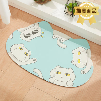 【家居】防滑矽藻土吸水軟墊 白熊/熊貓/貓